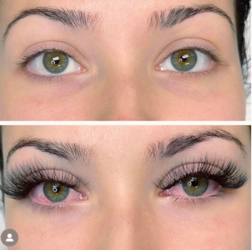 Before and after lash extensions