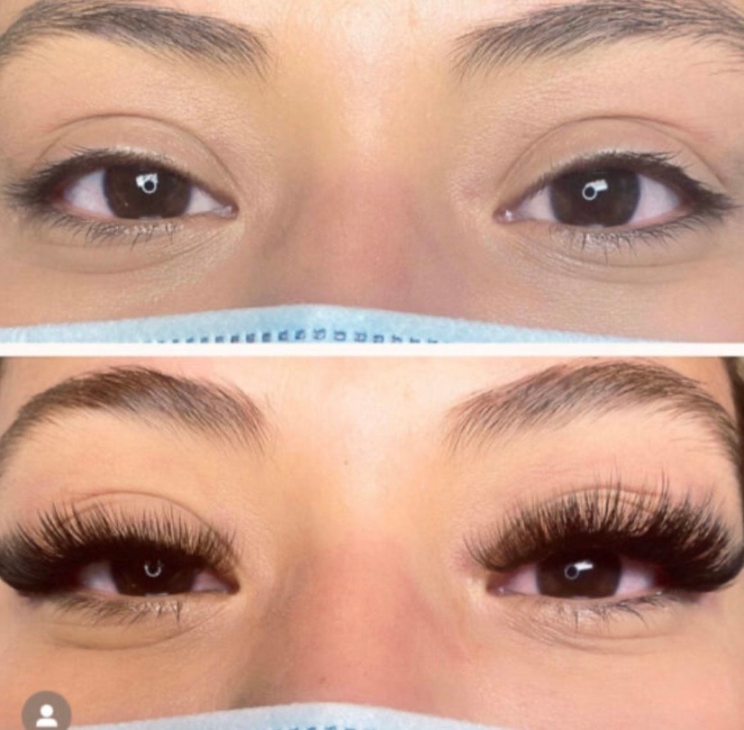 Before and after lash extensions