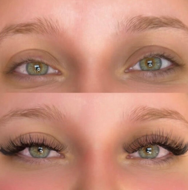 Before and after lash extensions
