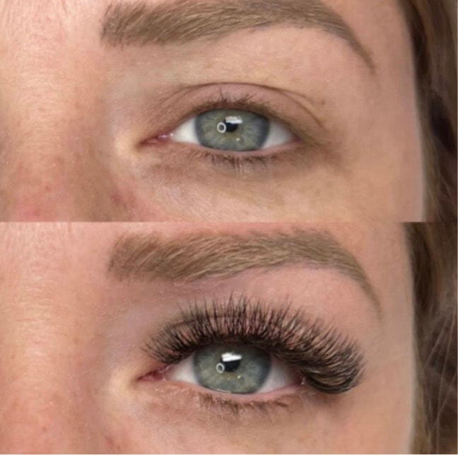 Before and after lash extensions