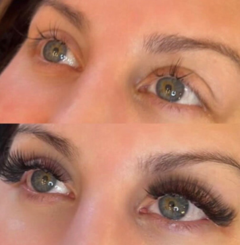 Before and after lash extensions
