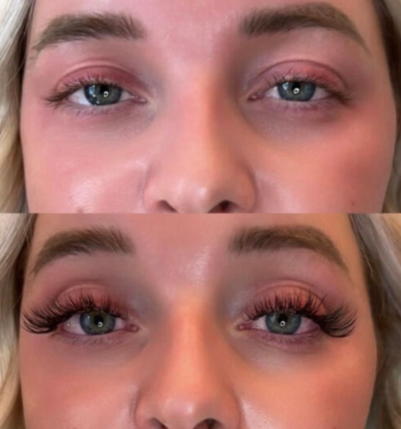 Before and after lash extensions