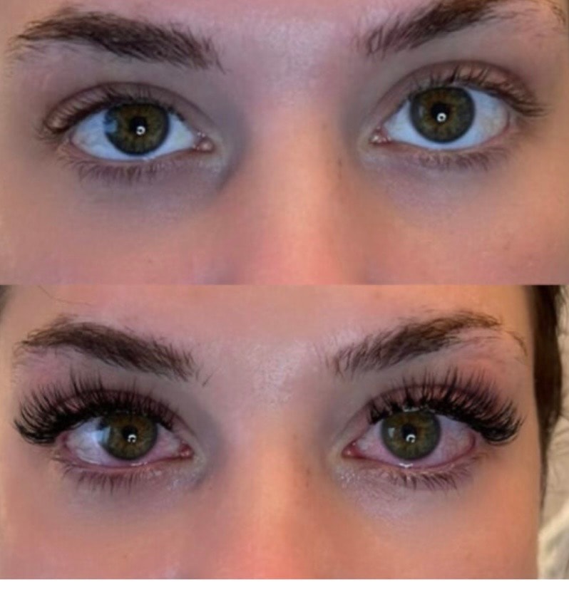 Before and after lash transformation