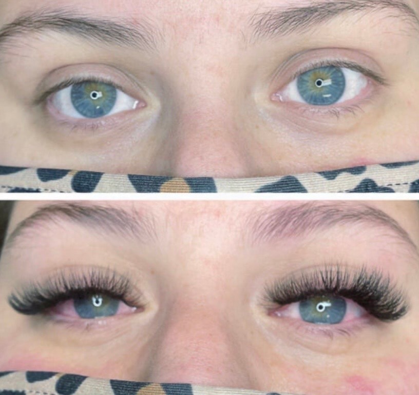 Before and after lash extensions