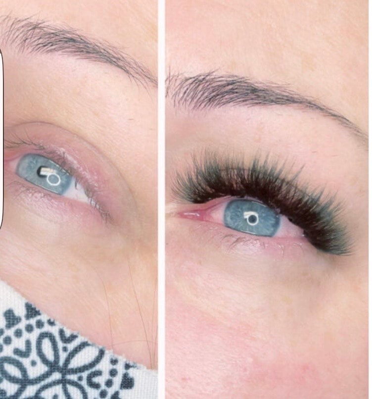 Before and after lash extensions