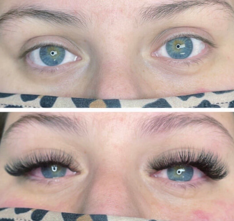Before and after lash extensions